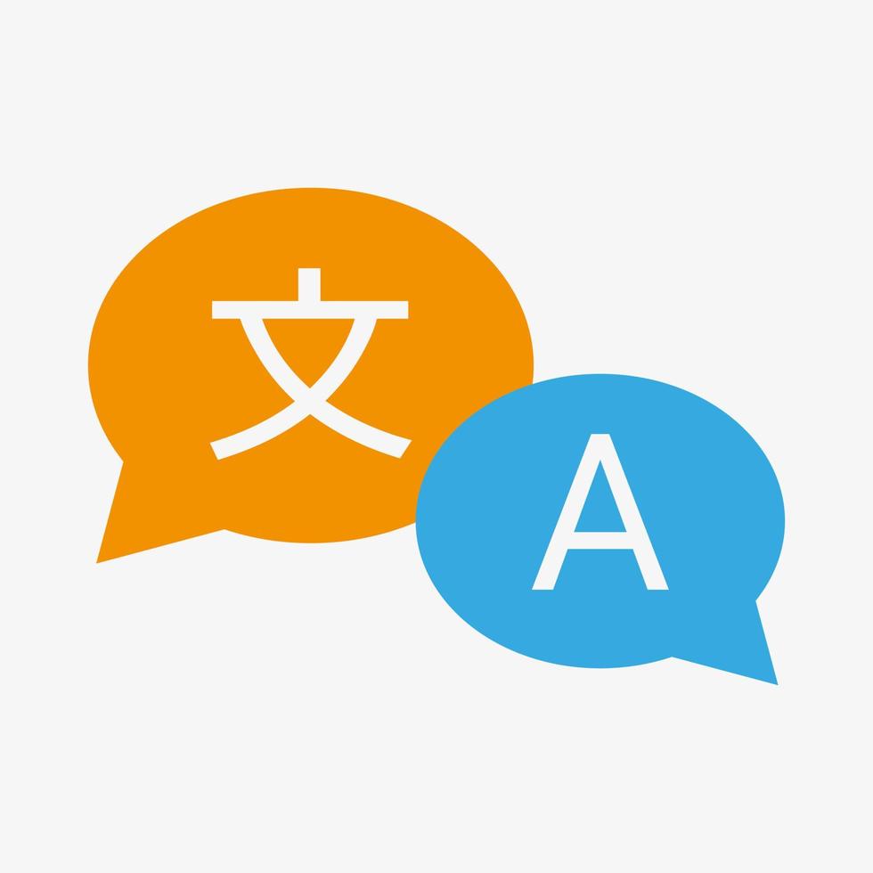 vertaler icoon, logo. vertalen symbool geïsoleerd op een witte achtergrond. taal vertaling pictogram vector. spraak bubbel. vector