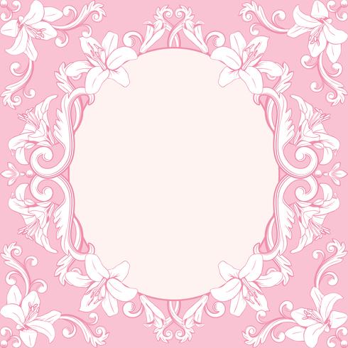 Sier vintage frame met lelies. Vectorillustratie in zwart-witte kleuren vector