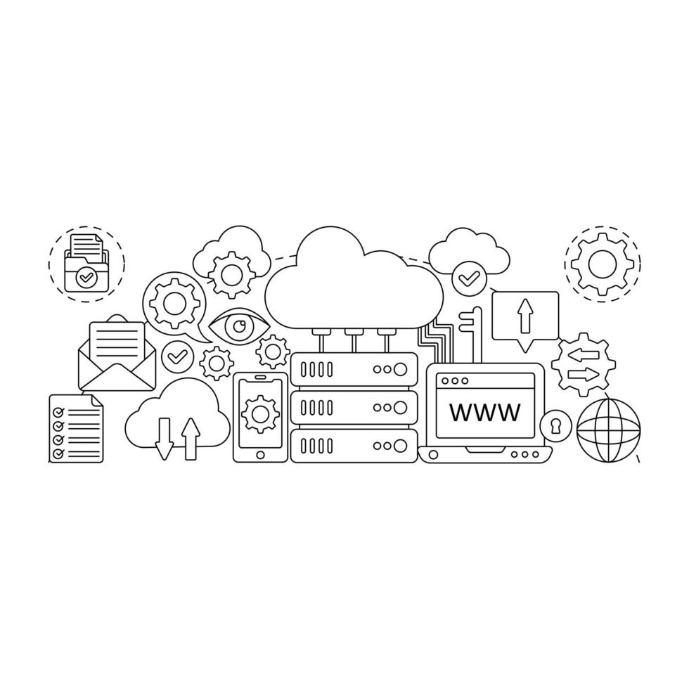 conceptuele ontwerpillustratie van cloudhosting vector