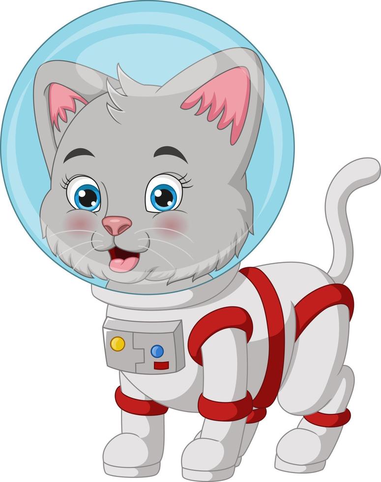 schattige kattencartoon met astronautenkostuum vector