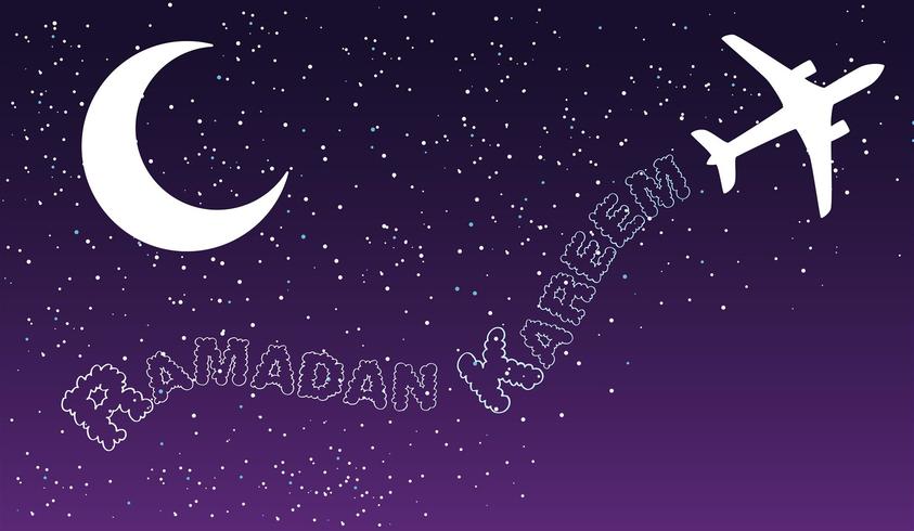 lucht nachtlucht reizen wolken ramadan kareem islamitische groet ontwerp. vector