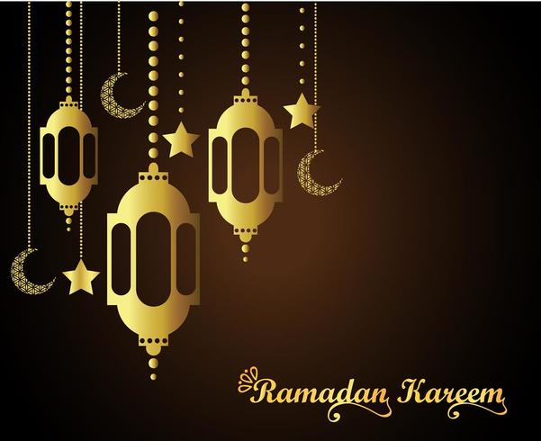 ramadan kareem islamitische groet ontwerp met lantaarn en kalligrafie. vector