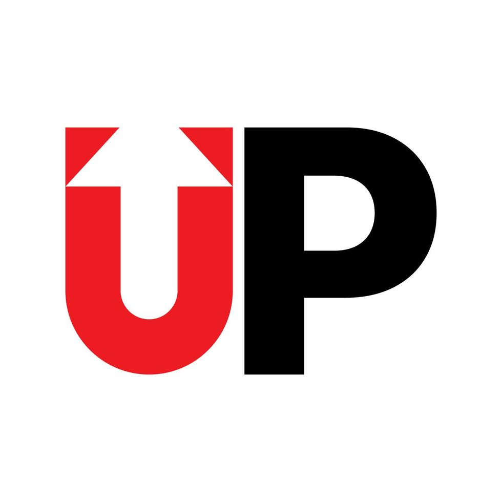 omhoog pictogram of logo-ontwerp in rode en zwarte kleur met pijl-omhoog negatieve space.vector afbeelding vector