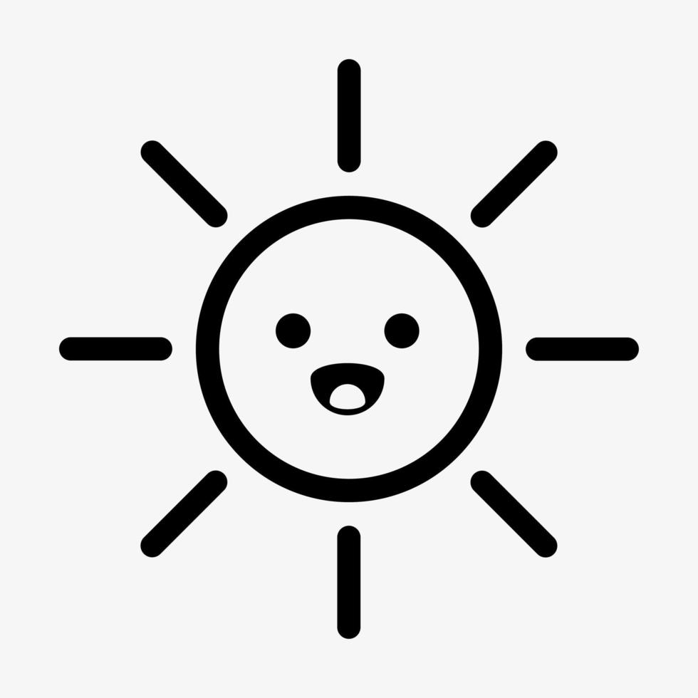 schattige zon met gezicht vector pictogram geïsoleerd op een witte achtergrond.