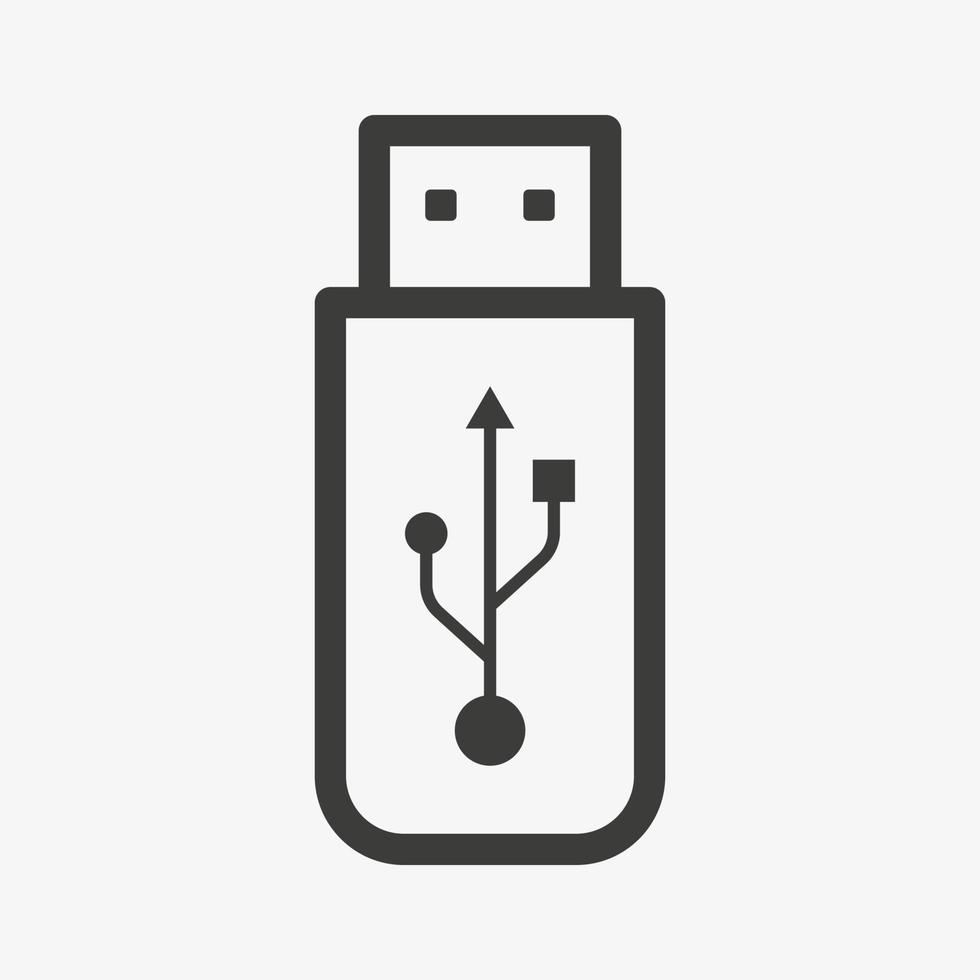 USB-vectorpictogram. flash drive symbool geïsoleerd op een witte achtergrond. schets illustratie. vector