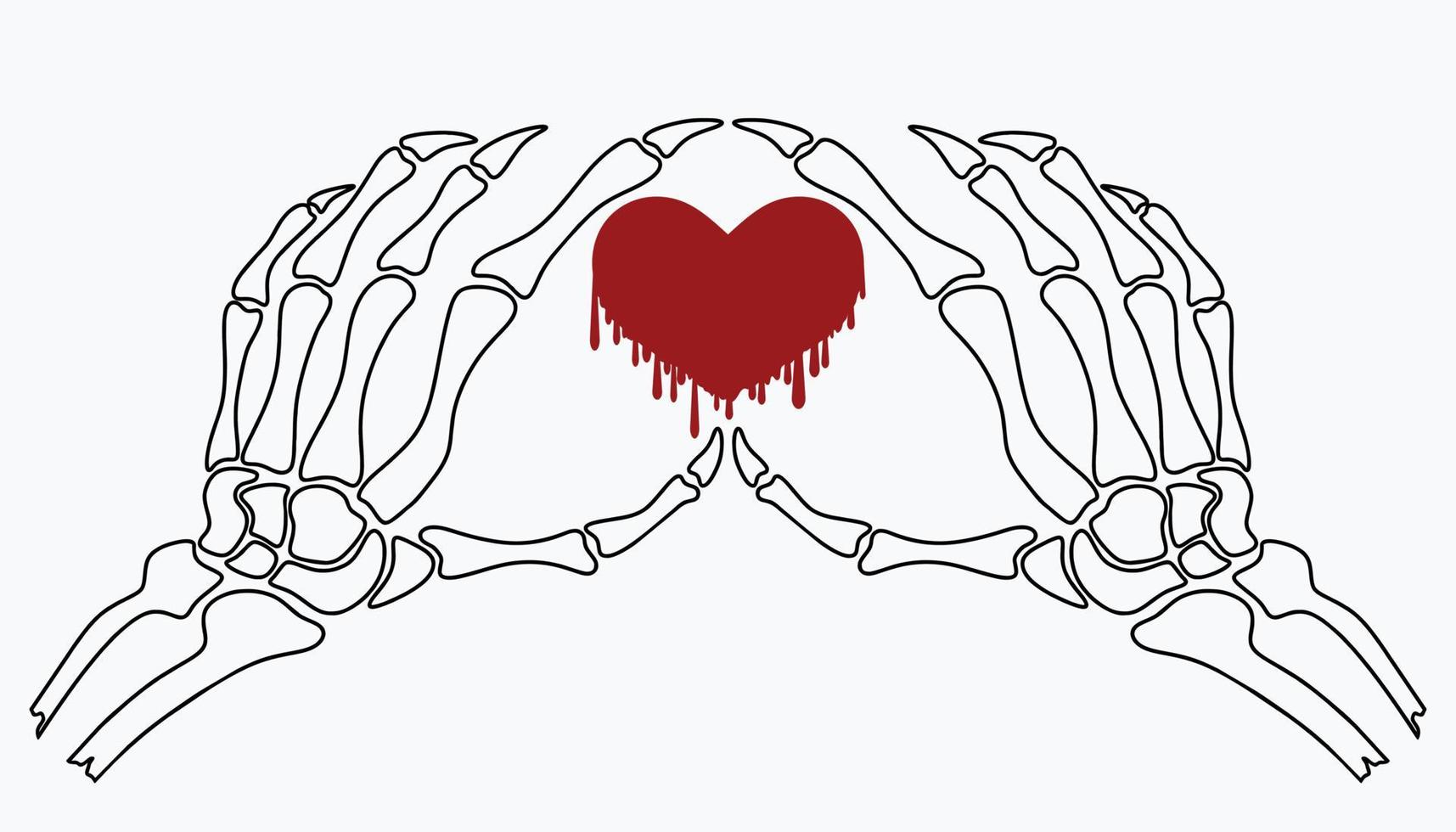 skelethand die hartvorm toont. vector