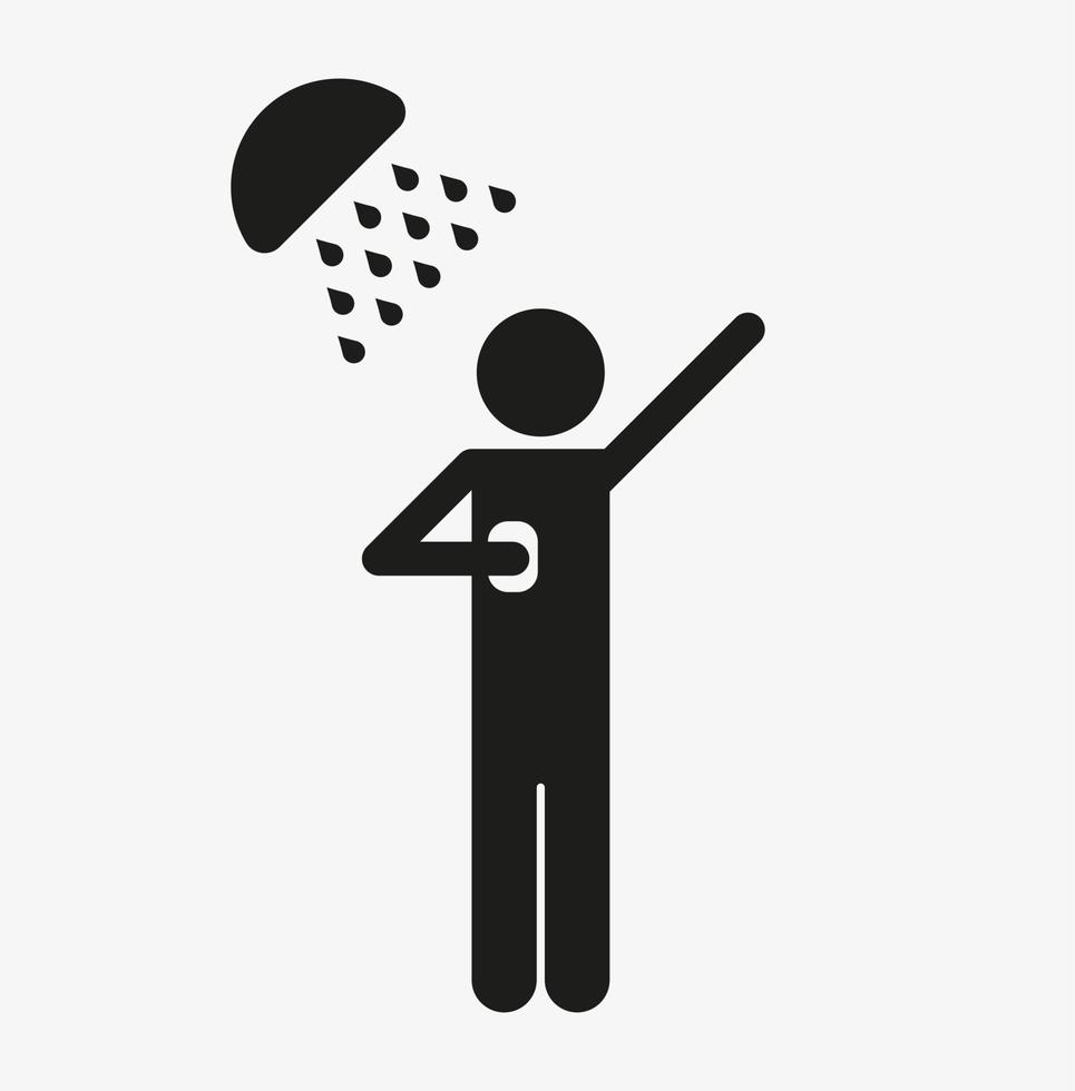 douche vector pictogram. douche web icoon. man die douche neemt symbool