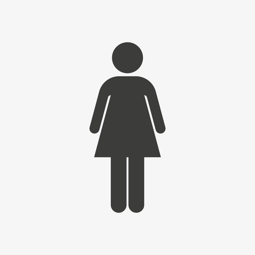 vrouw pictogram geïsoleerd op een witte achtergrond. zwart symbool van de vrouw. vrouwelijk icoon. vector