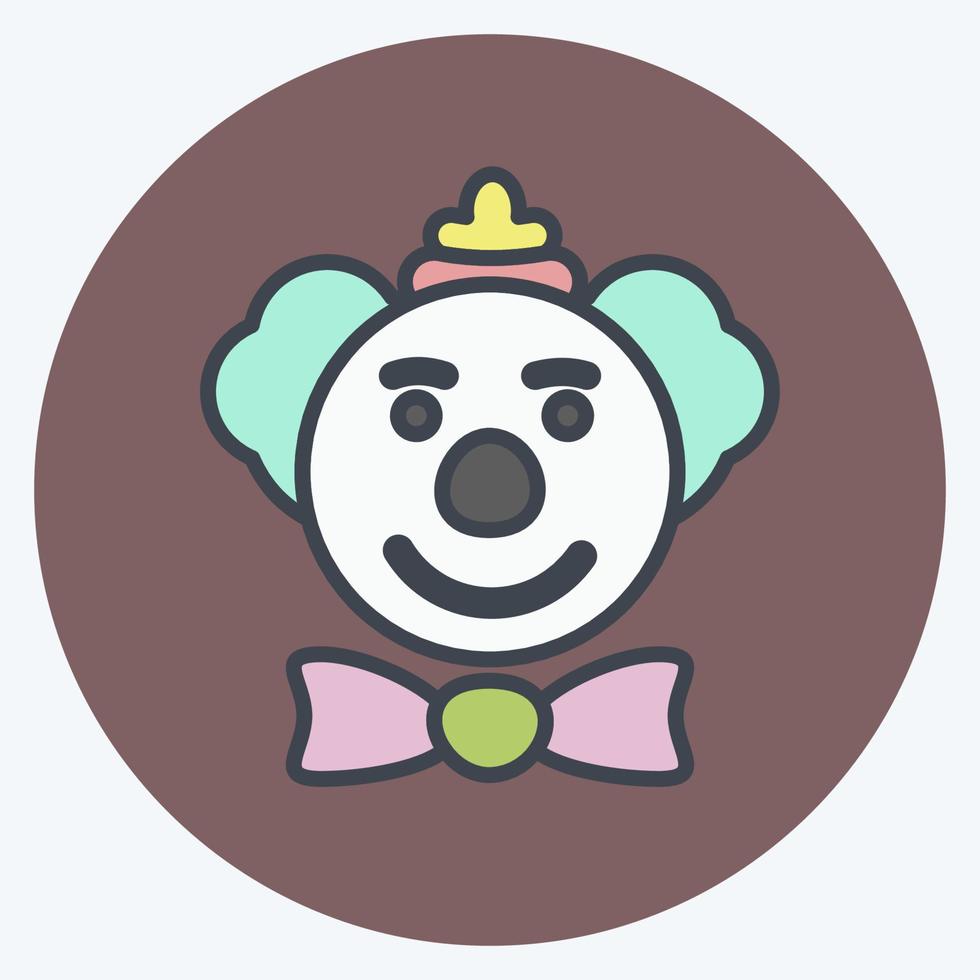 clown gezicht pictogram in trendy kleur mate stijl geïsoleerd op zachte blauwe achtergrond vector
