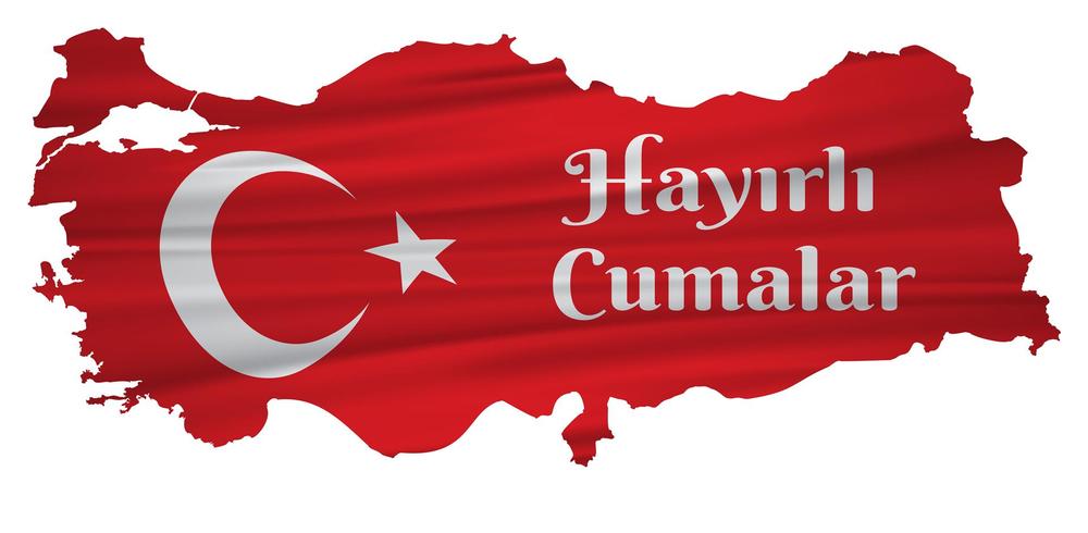 een goede vrijdag Turks spreken: Hayirli Cumalar. Turkije kaart vectorillustratie. Vector van jumah Mubarakah Vrijdag Mubarak in Turkije. Moslim vrijdag.