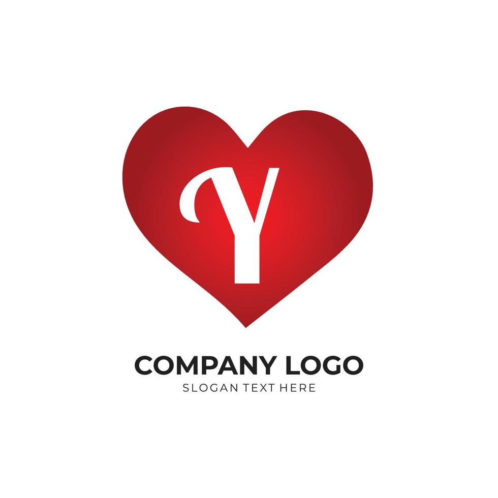 y letter logo met hart icoon, Valentijnsdag concept vector