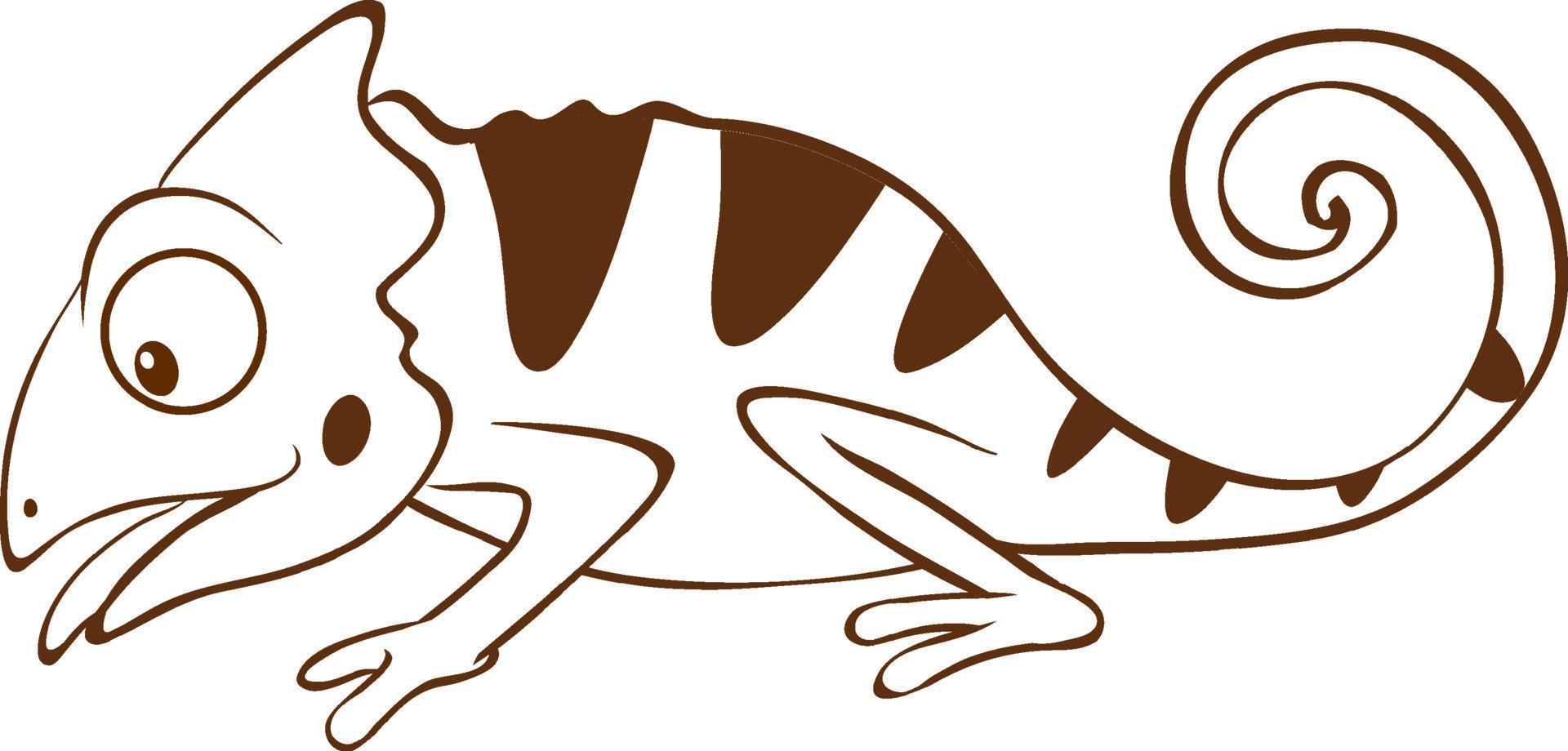 kameleon in doodle eenvoudige stijl op witte achtergrond vector