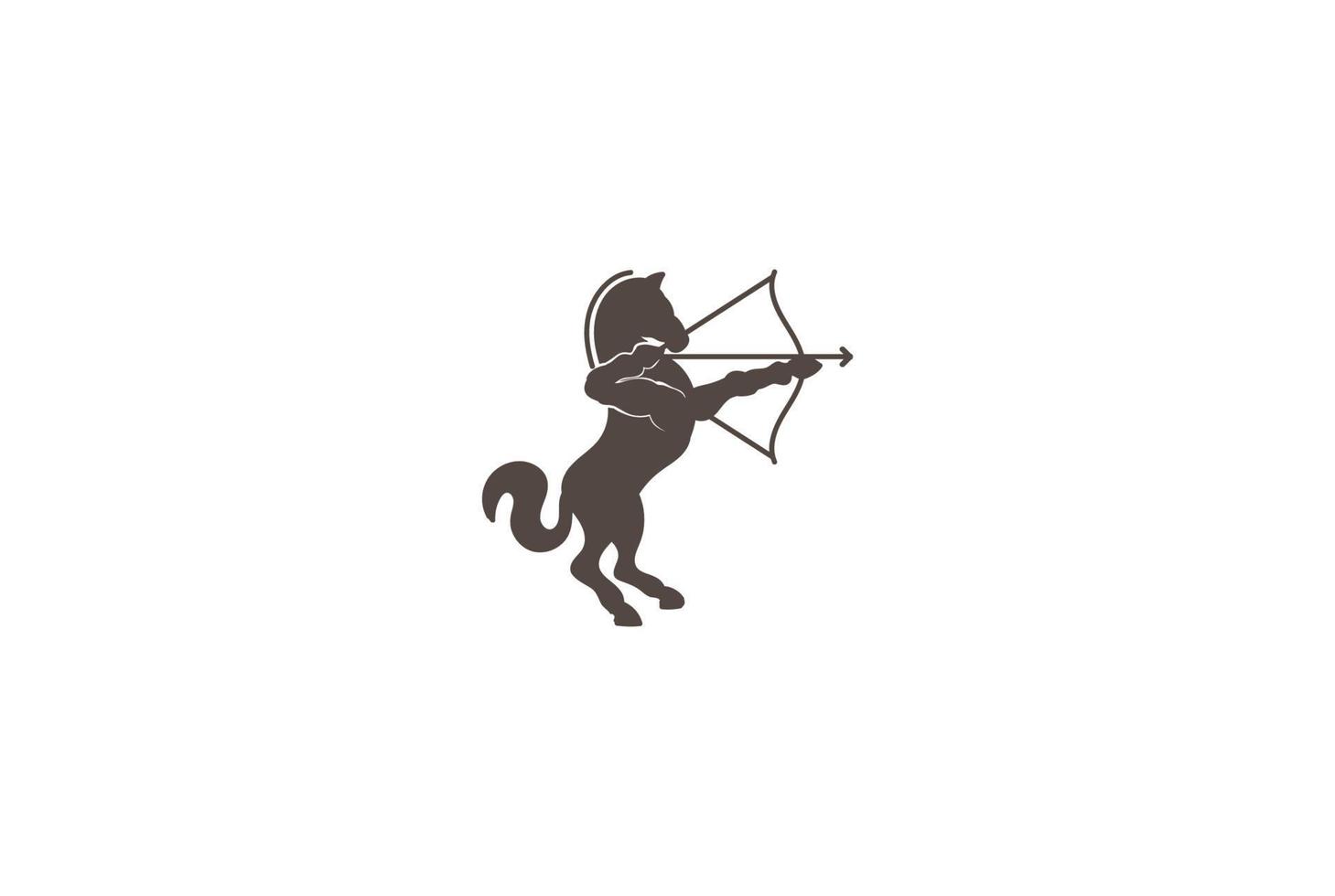 vintage retro boogschutter boogschieten paard hengst logo ontwerp vector