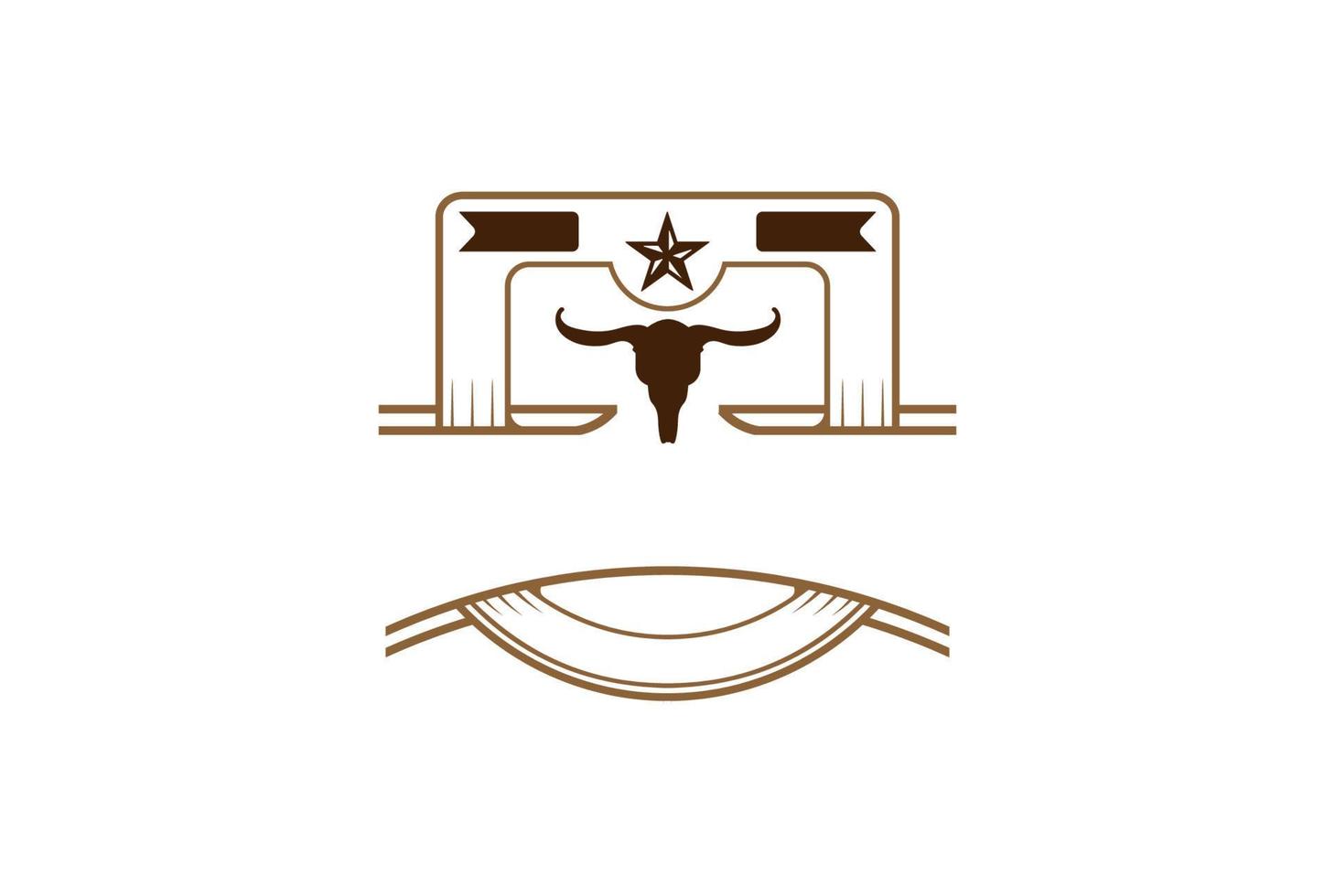 vintage retro texas bizon stier longhorn schedel logo ontwerp vector