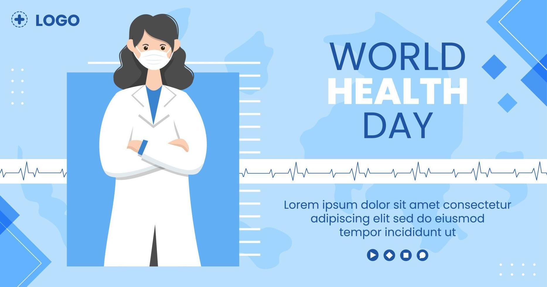 wereldgezondheidsdag postsjabloon platte gezondheidszorg illustratie bewerkbaar van vierkante achtergrond geschikt voor sociale media of campagne vector