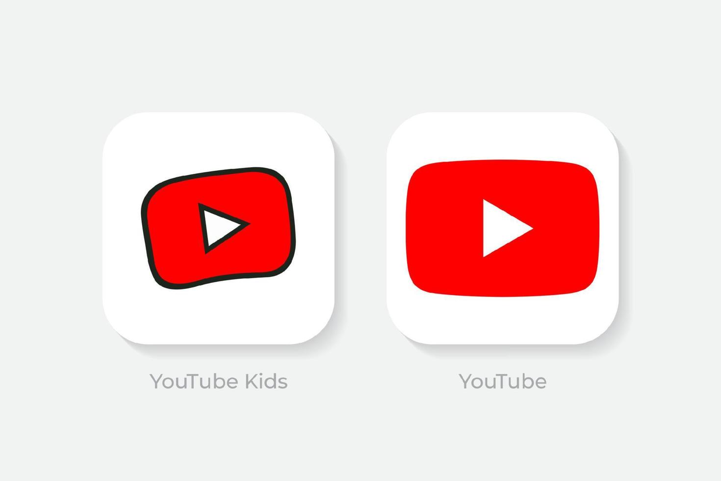 youtube en youtube kids logo's illustratie vector