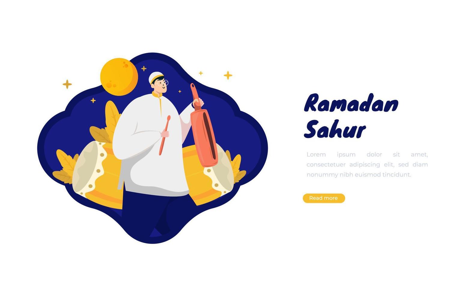 wake-up call voor ramadan sahur of eten vroeg concept vector