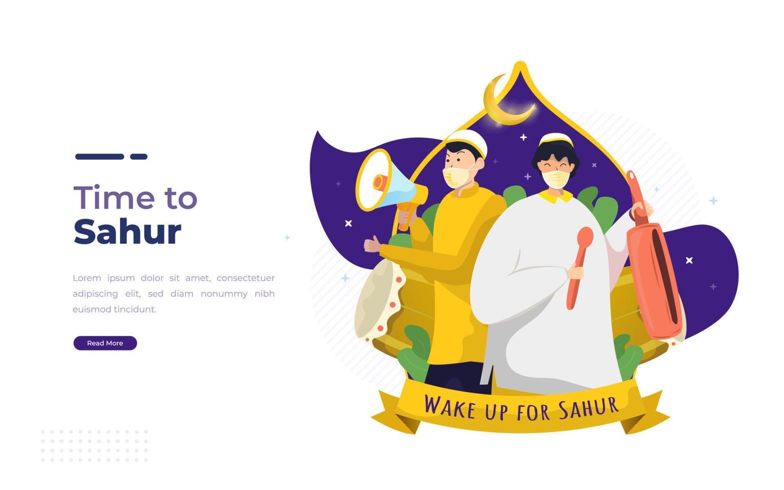 een wake-up call voor ramadan sahur-concept vector