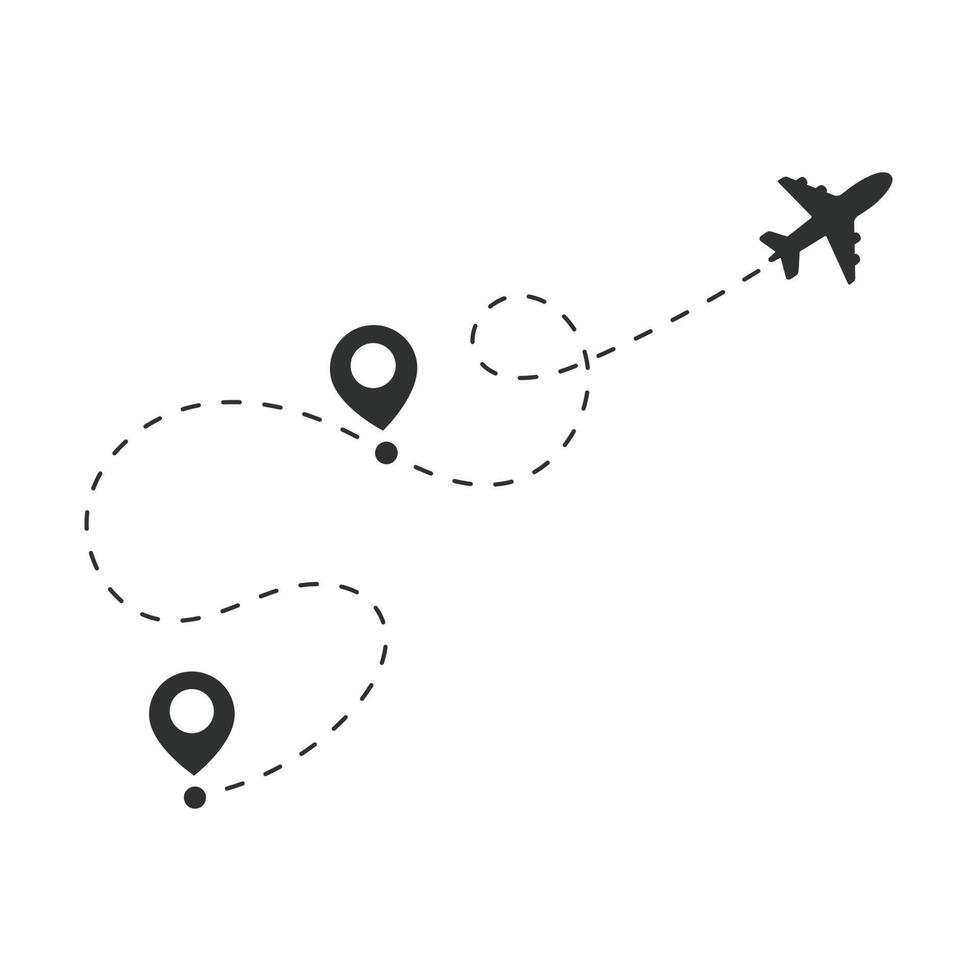 vliegtuig reisroute speld op de wereldkaart reis reisideeën vector