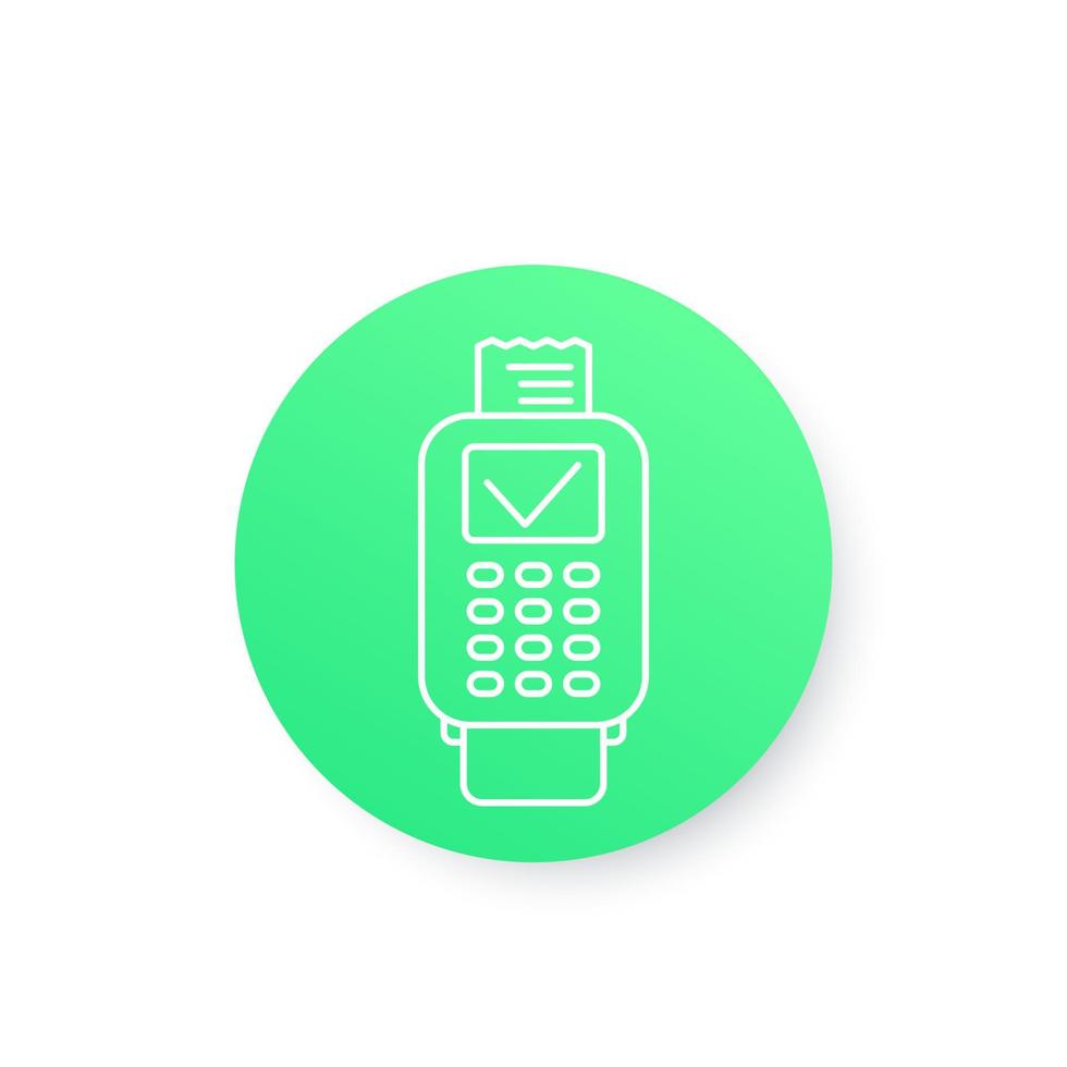 pos-terminal, voltooide betaling lineair pictogram vector