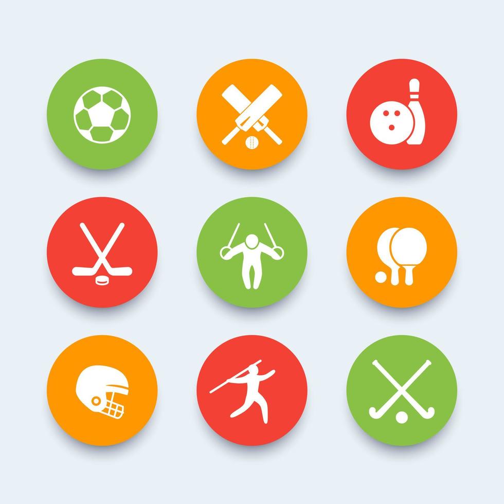 sport, games, competitie ronde pictogrammen, sport symbolen, vectorillustratie vector