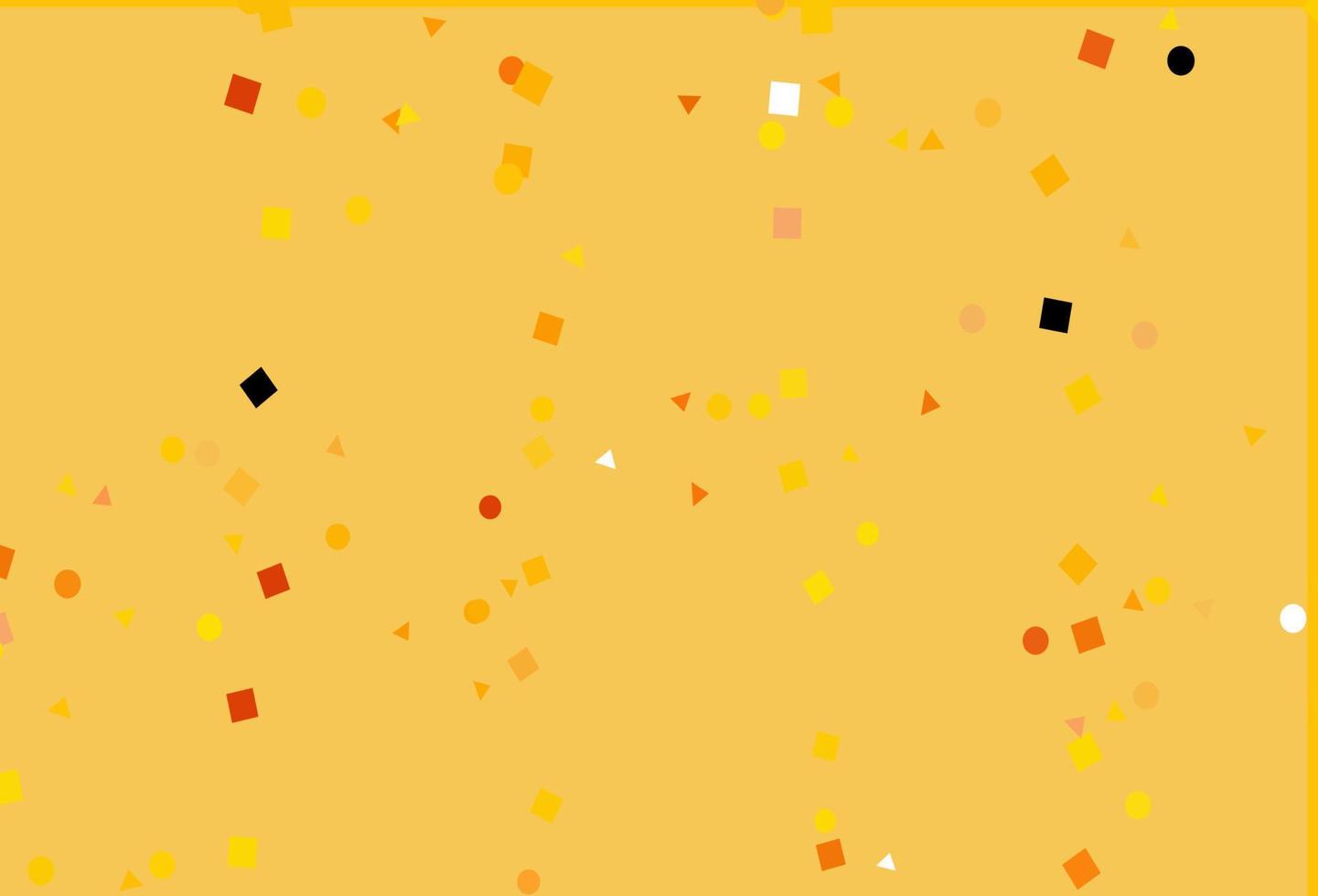 lichtgeel, oranje vectorsjabloon met kristallen, cirkels, vierkanten. vector
