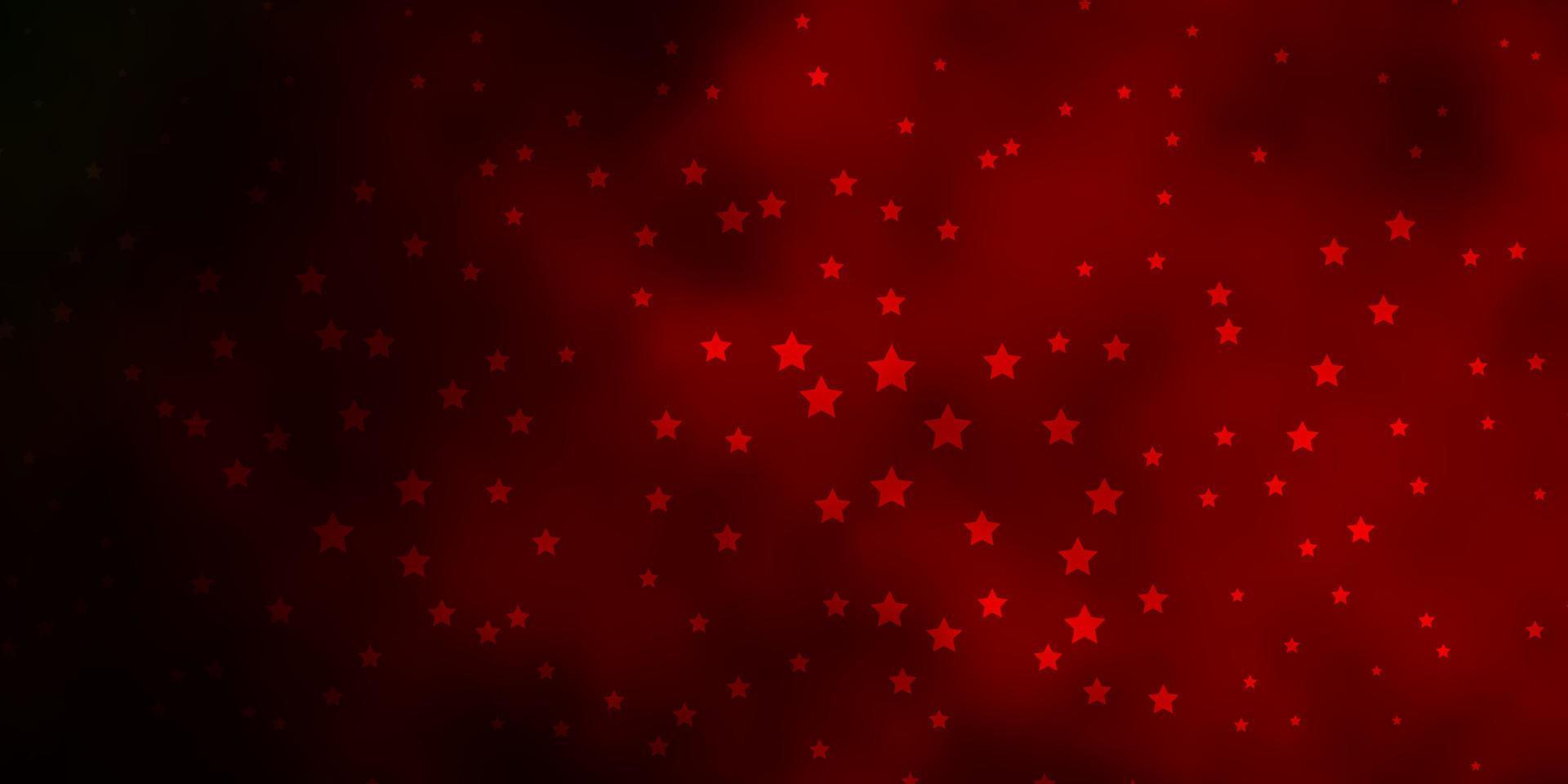donkergroene, rode vectorachtergrond met kleine en grote sterren. vector