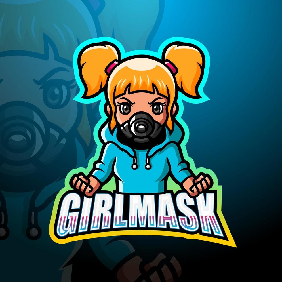 meisje masker mascotte esport logo ontwerp vector