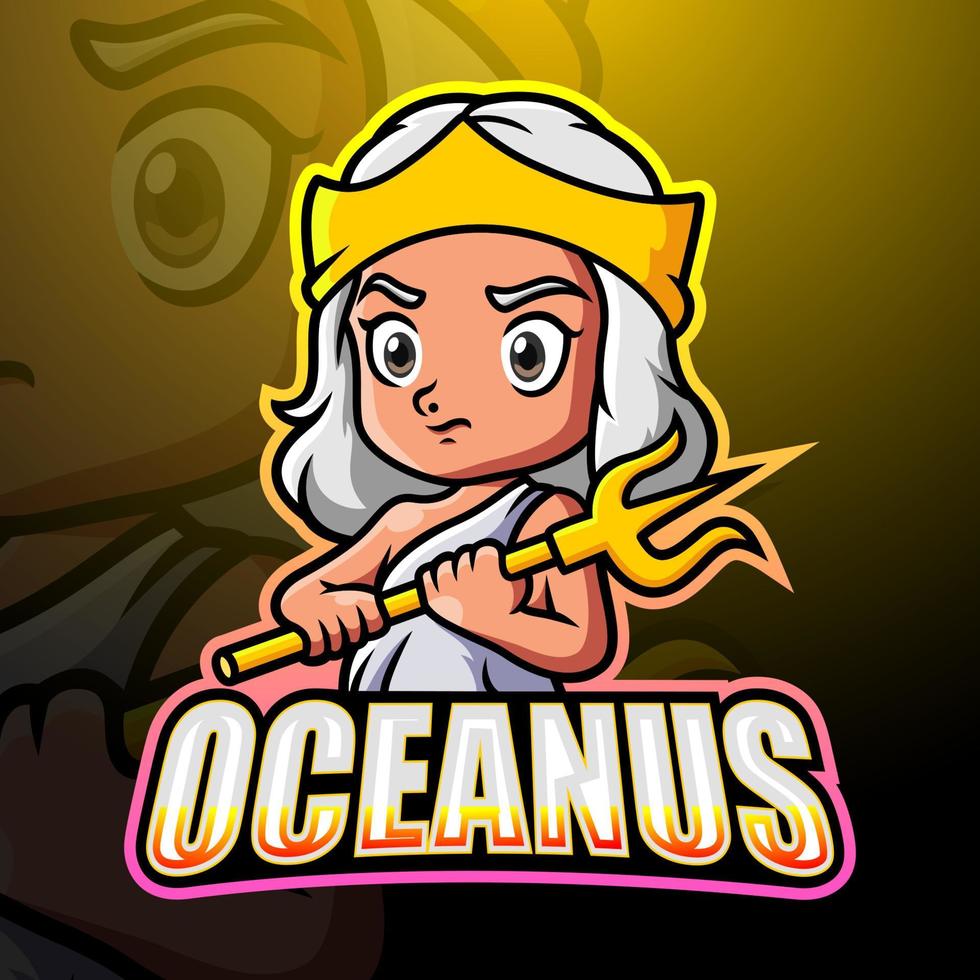 oceanus mascotte esport logo ontwerp vector