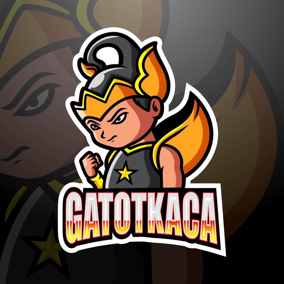 gatotkaca mascotte esport logo ontwerp vector