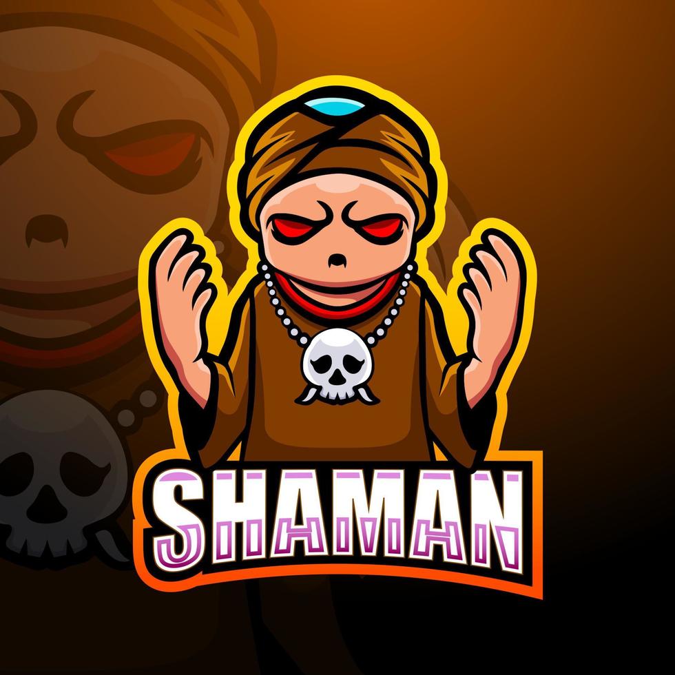 sjamaan mascotte esport logo ontwerp vector