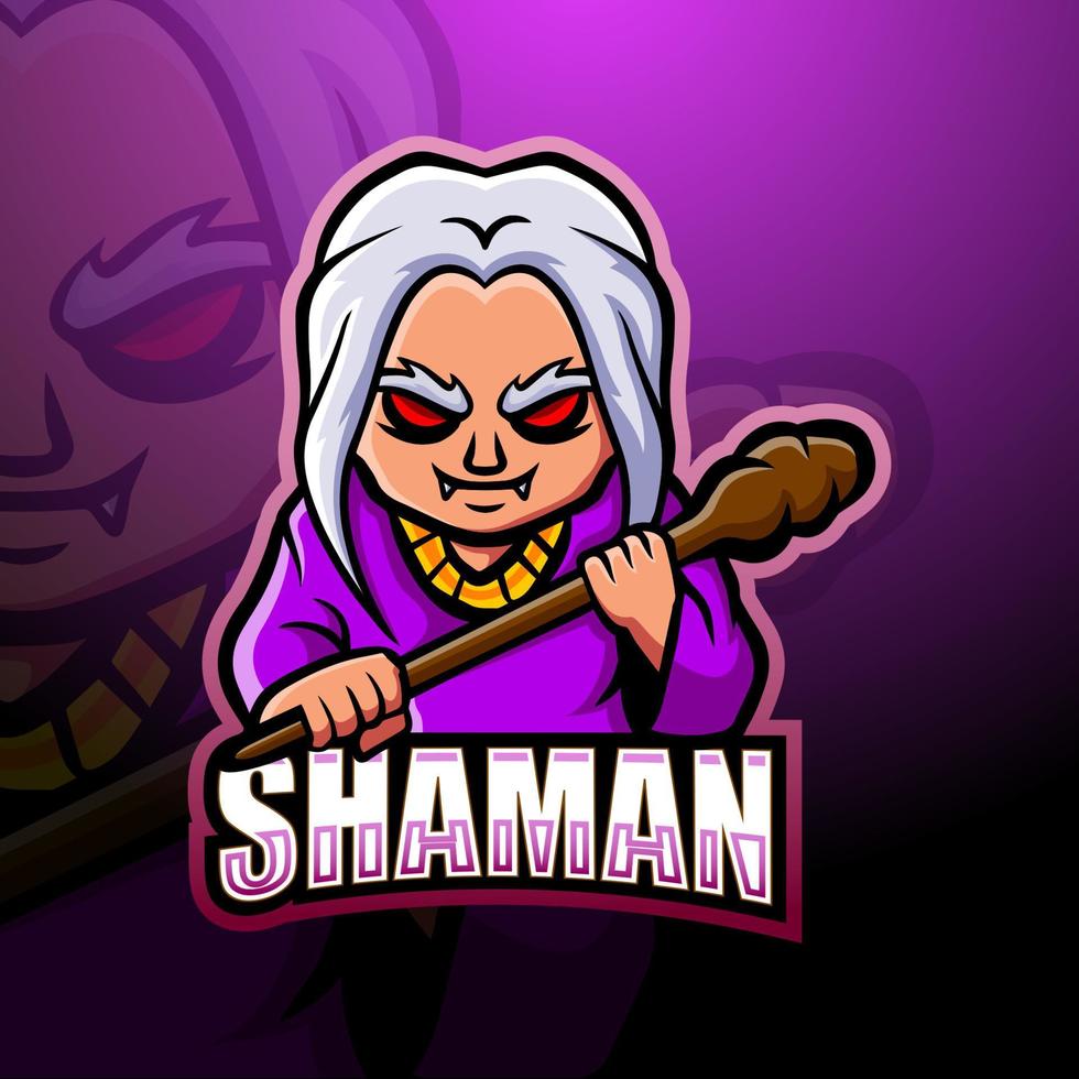 sjamaan mascotte esport logo ontwerp vector