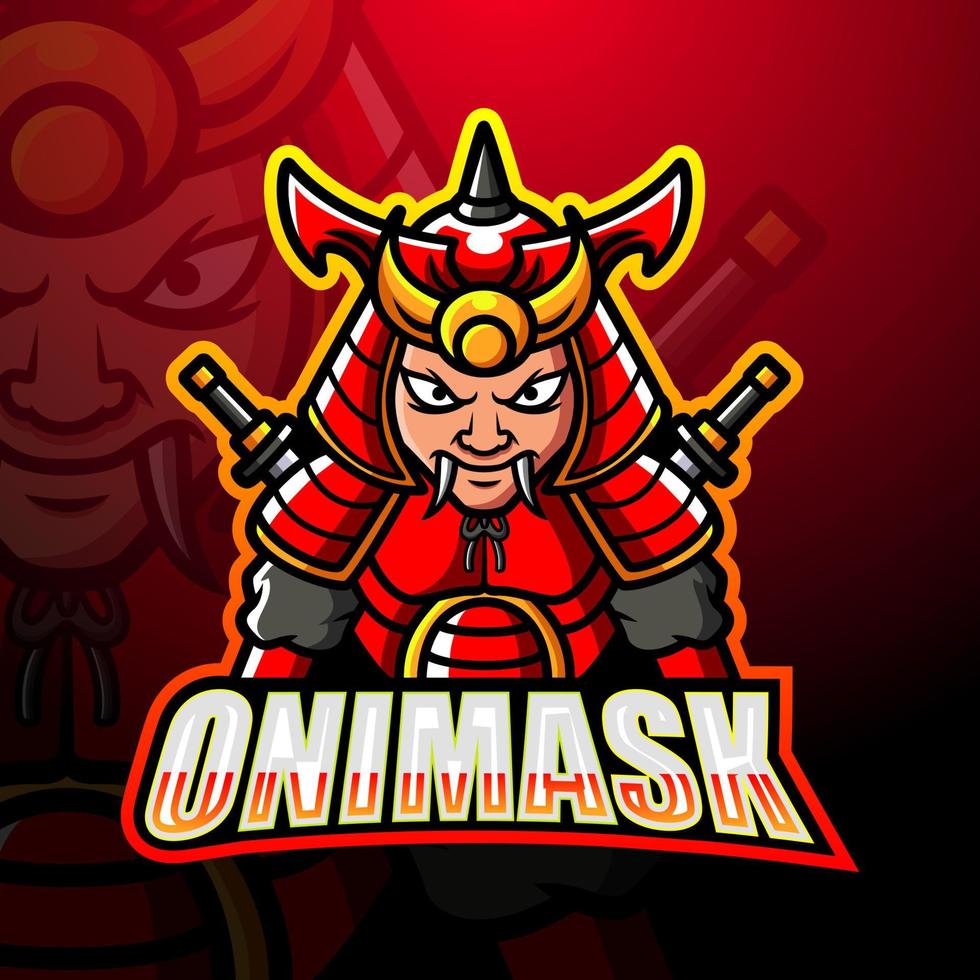 oni masker mascotte esport logo ontwerp vector