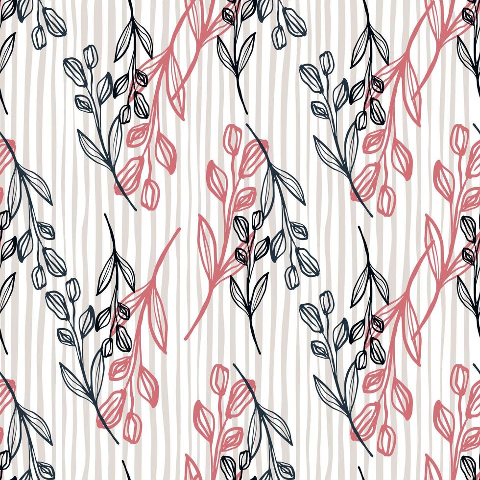 leuk hand getrokken bloemenpatroon met roze en zwarte kleuren. gevoerde achtergrond. vector