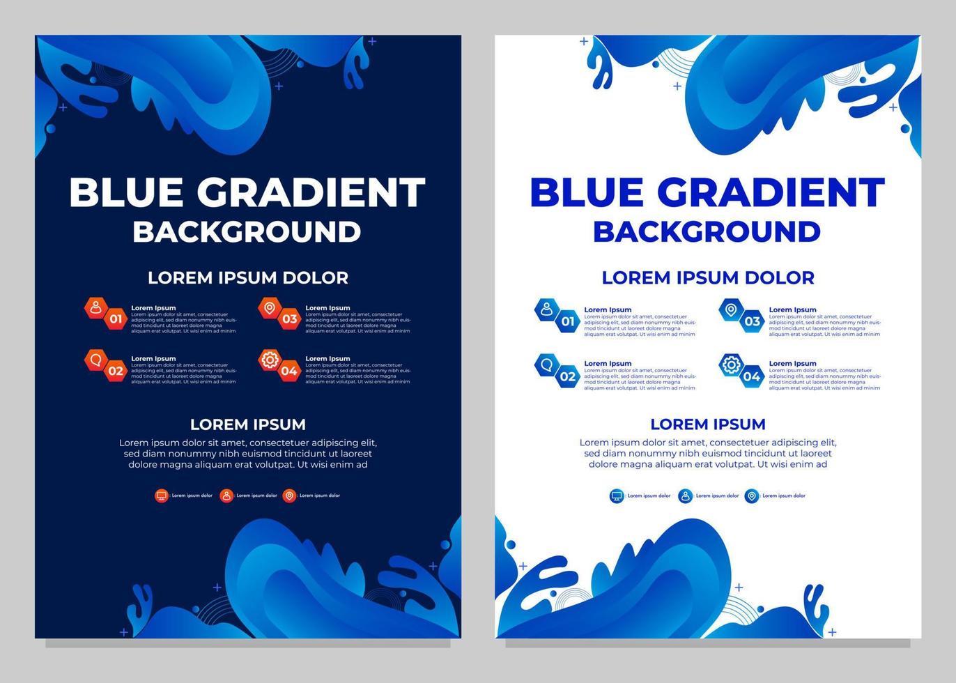 blauwe gradiënt zakelijke flyer sjablooncollectie vector