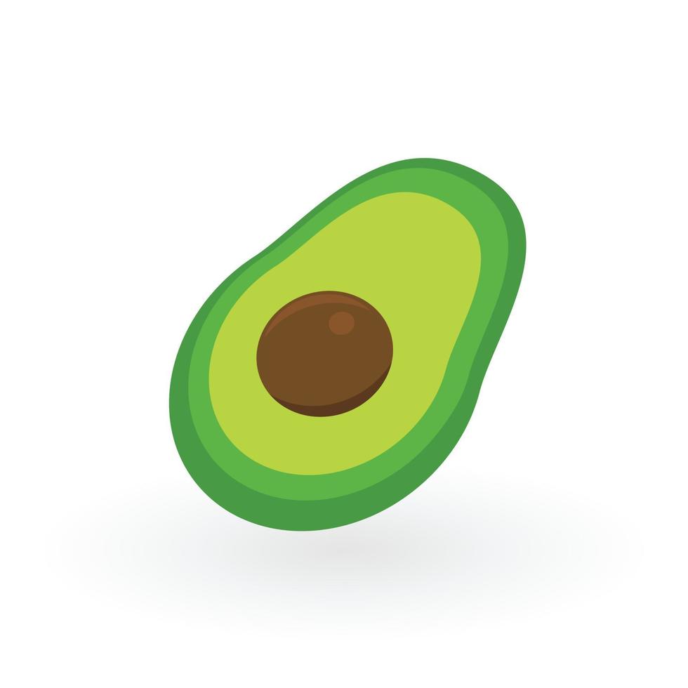 avocado slice 2d cartoon ilustration vector