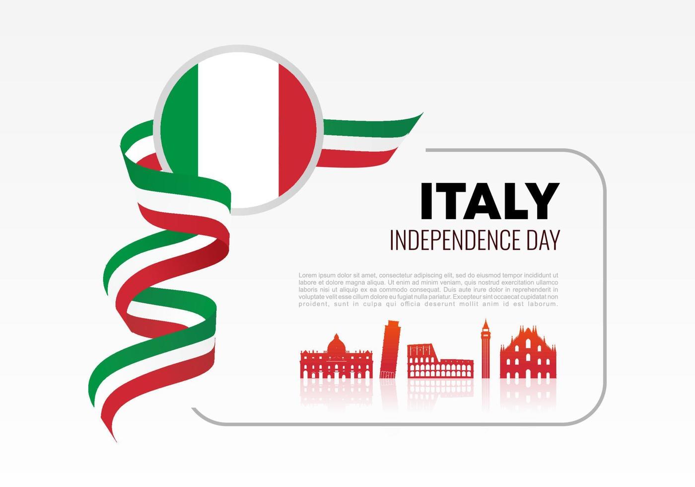Italië Onafhankelijkheidsdag achtergrond voor nationale viering op 2 juni. vector