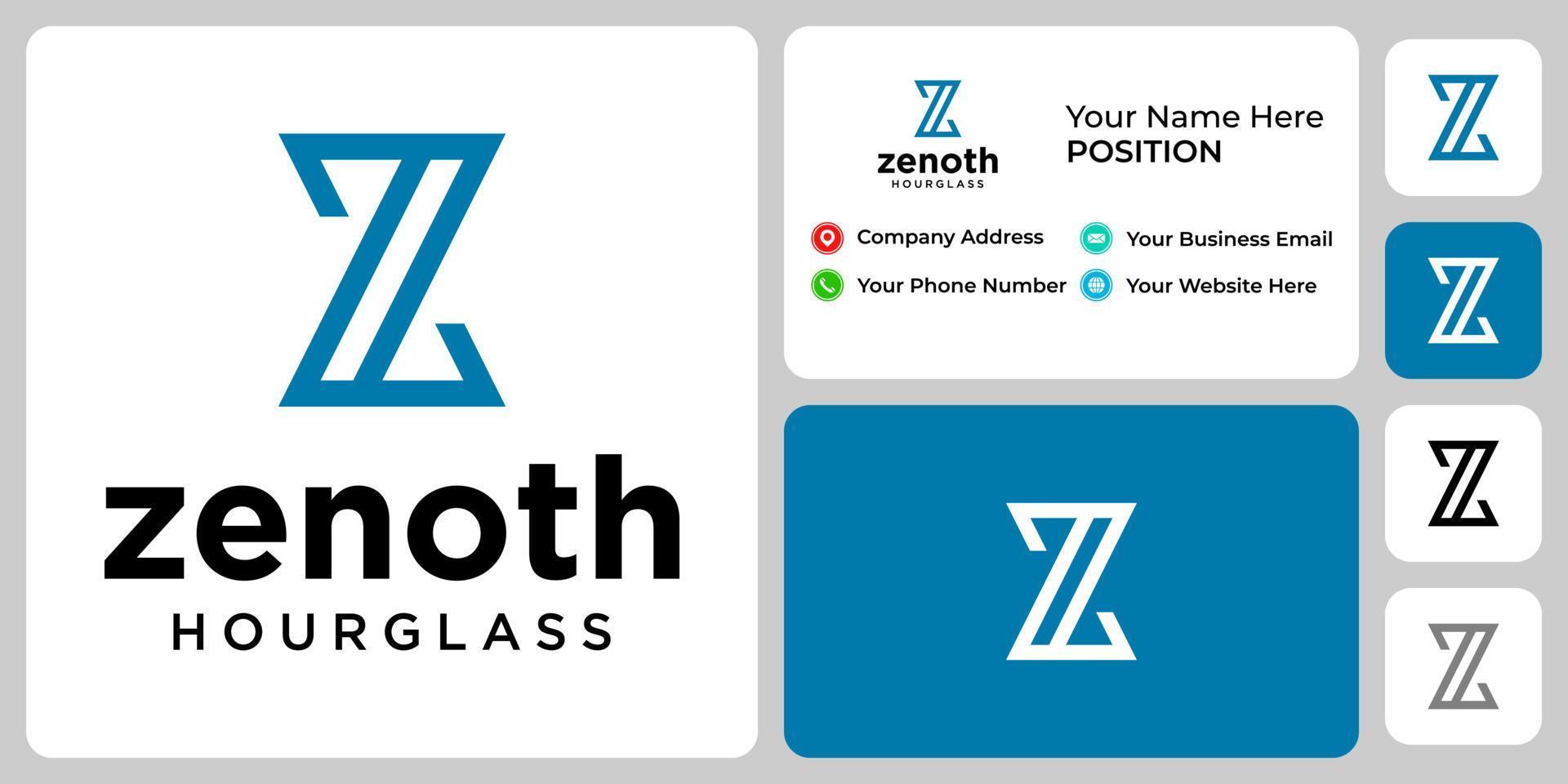 letter z monogram zandloper logo ontwerp met sjabloon voor visitekaartjes. vector