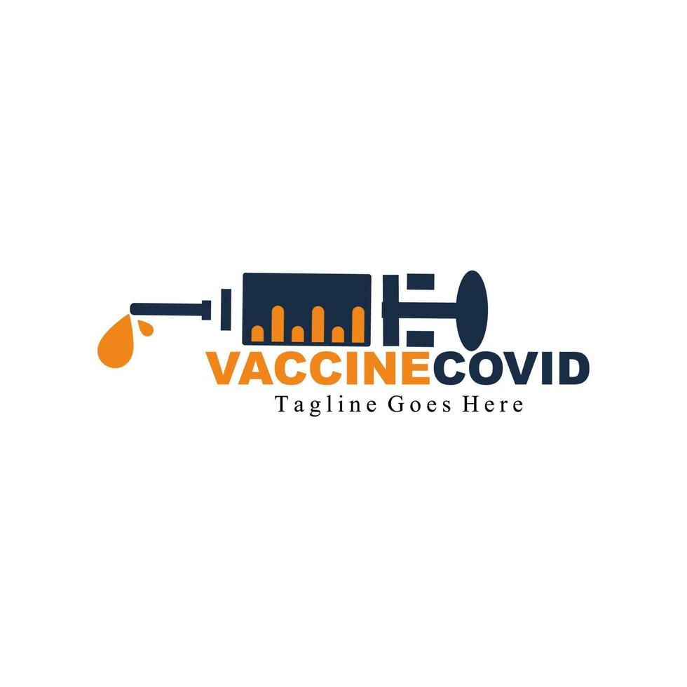eenvoudig ontwerp spuitlogo voor vaccin tegen coronaviruspreventie vector