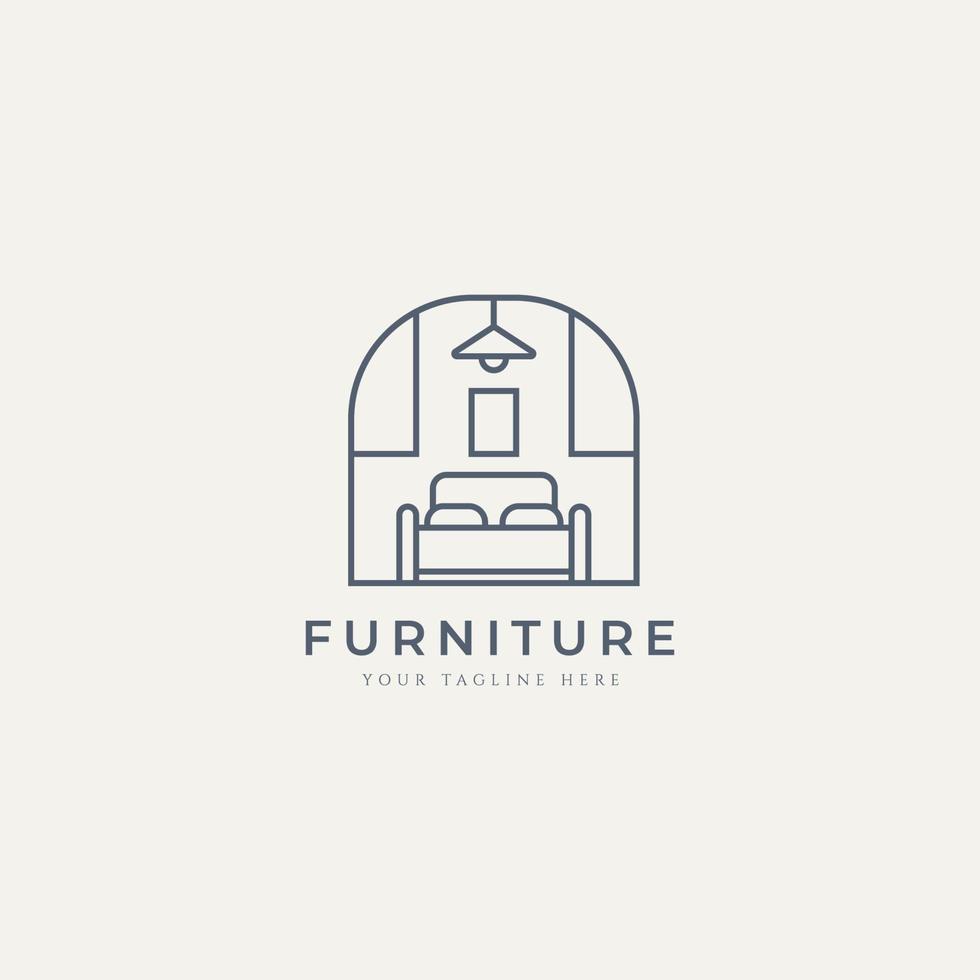 minimalistische slaapkamer logo pictogram vector ontwerp afbeelding