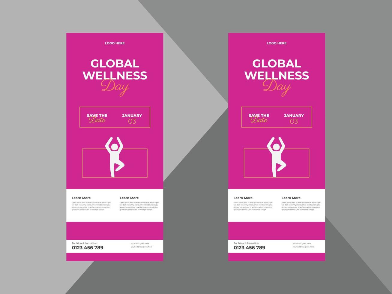 global wellness dag flyer sjabloonontwerp. wereldwijde dag flyer poster folderontwerp. omslag, flyer, klaar voor afdrukken vector