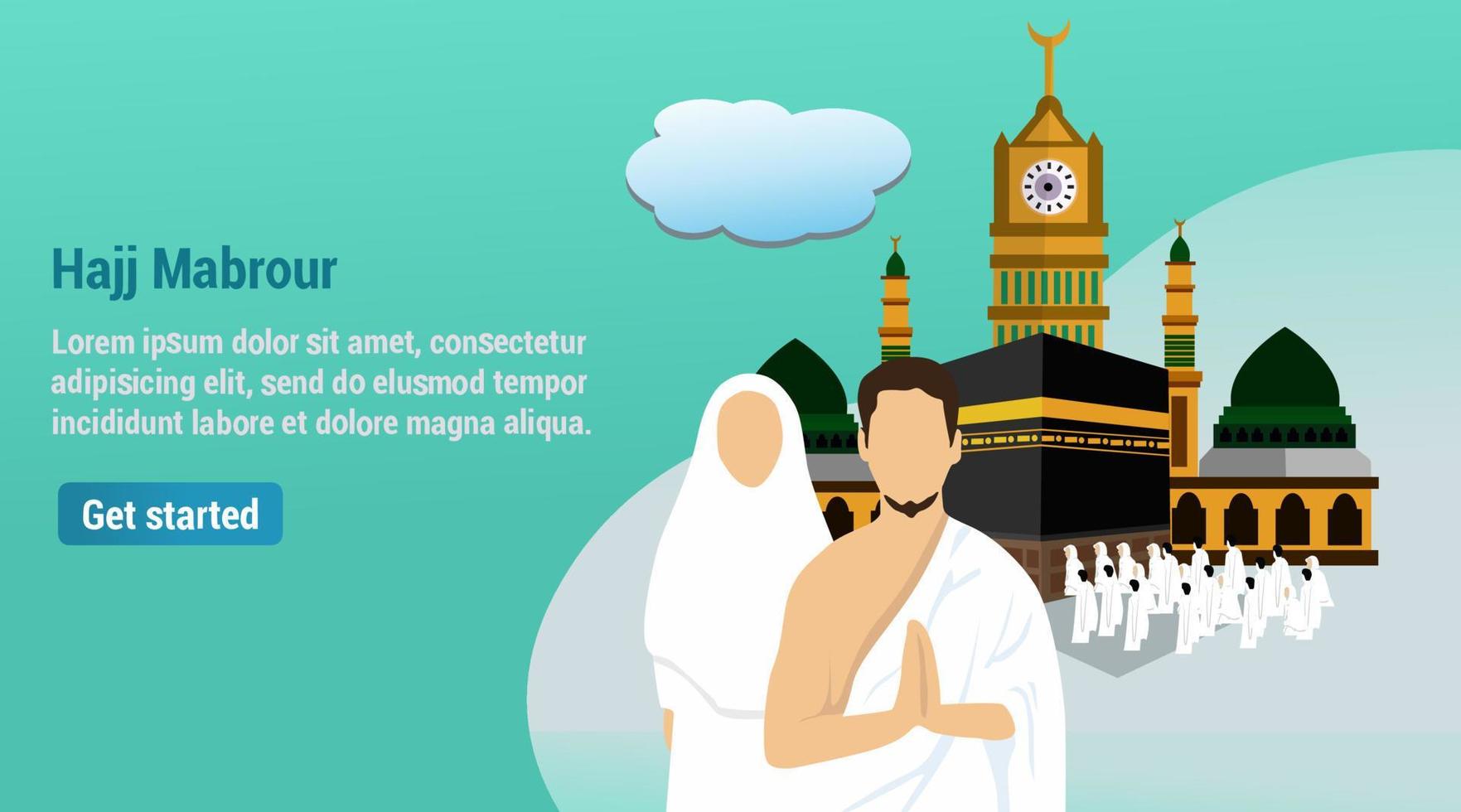 bestemmingspagina hadj en umrah ontwerpconcept vector