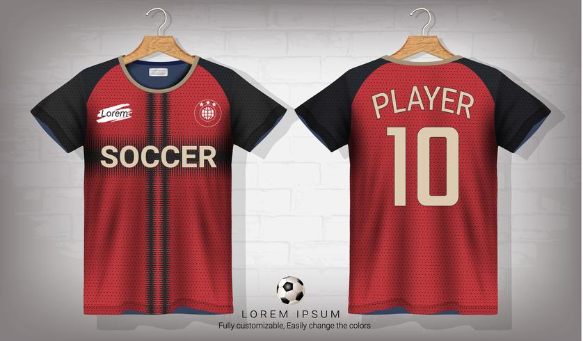 Voetbal shirt en t-shirt sport mockup sjabloon, grafisch ontwerp voor voetbal kit of activewear uniformen. vector