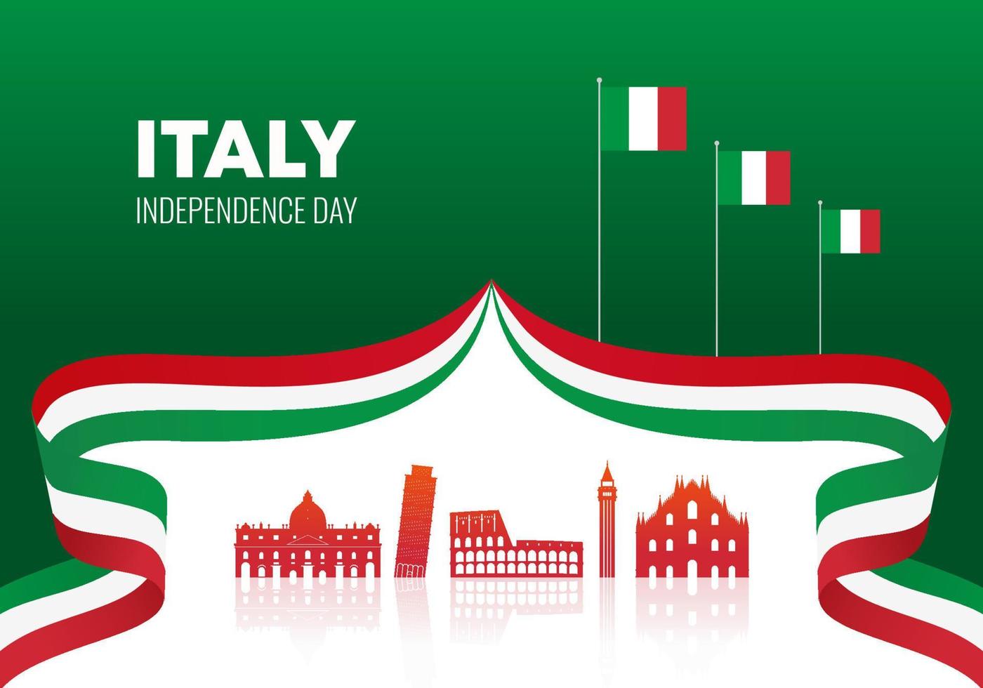 Italië Onafhankelijkheidsdag achtergrond voor nationale viering op 2 juni. vector