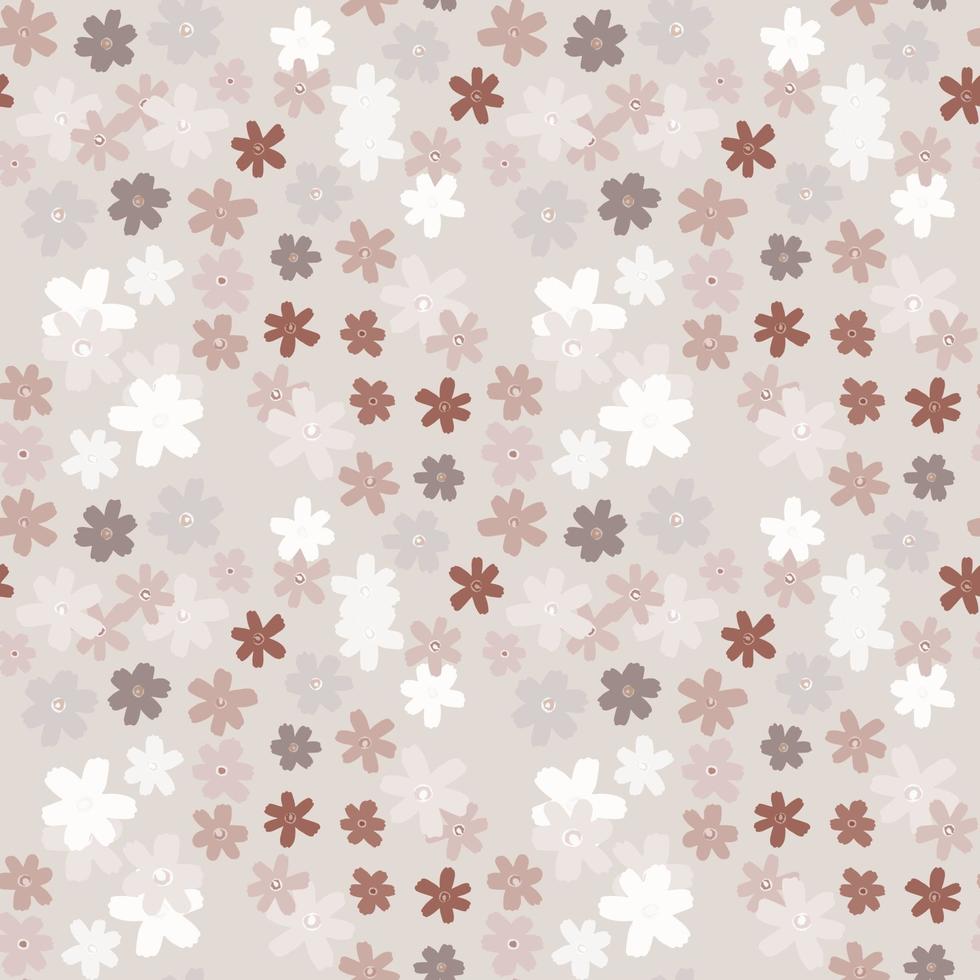 pastel kamille ornament naadloze patroon. lichte ondergrond met bloemvormen in wit, bordeaux en beige tinten. vector
