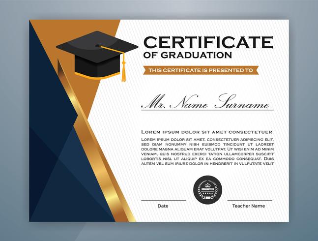 Middelbare school diploma certificaatsjabloon sjabloonontwerp vector