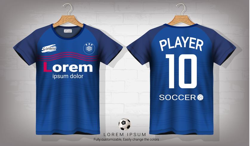 Voetbal shirt en t-shirt sport mockup sjabloon, grafisch ontwerp voor voetbal kit of activewear uniformen. vector