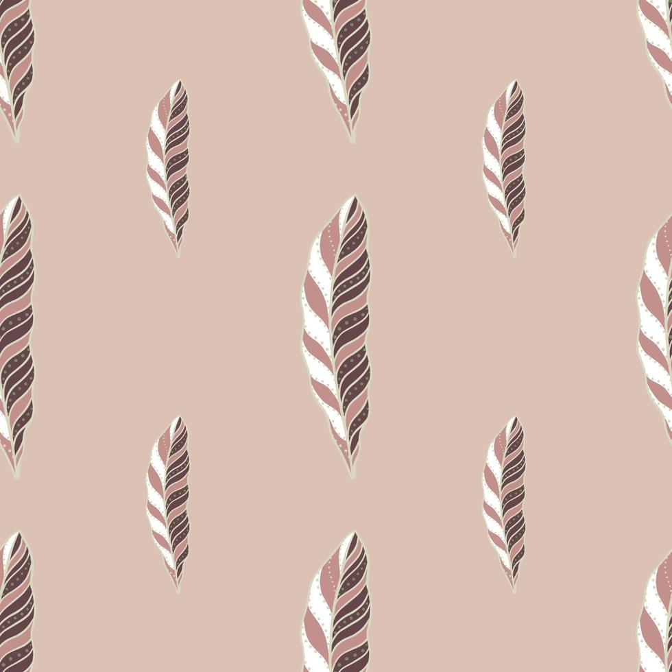 minimalistische stijl naadloos patroon met creatieve veren silhouetten print. lila bleke achtergrond. vector