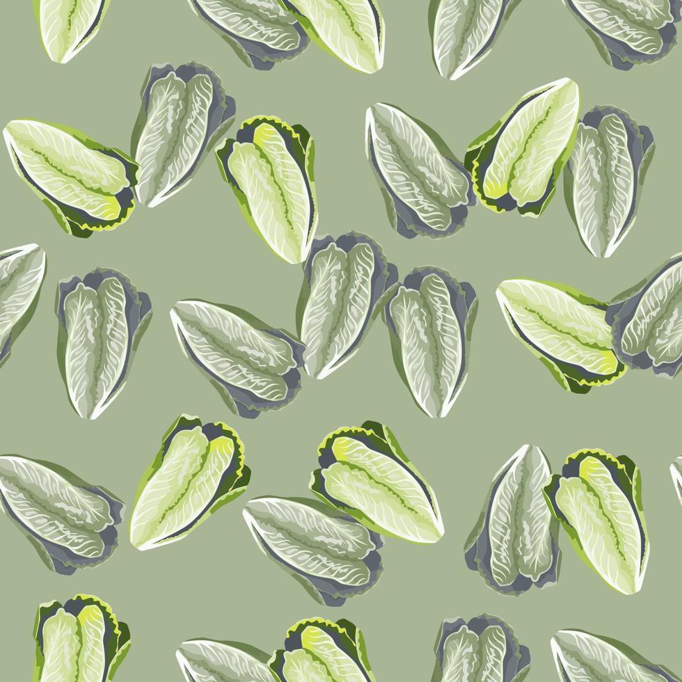 naadloze patroon Sla romano op pastel achtergrond. moderne textuur met salade. vector