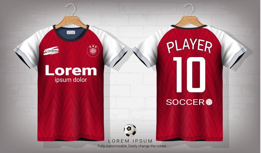 Voetbal shirt en t-shirt sport mockup sjabloon, grafisch ontwerp voor voetbal kit of activewear uniformen vector